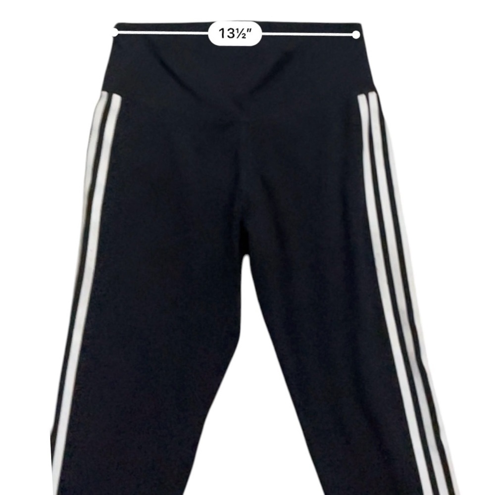 Adidas activewear yoga sports leggings black striped pocket wide waist Women M - Picture 9 of 15